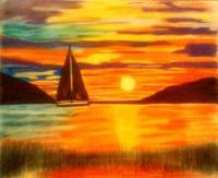 Pastels - Sunset On The Water - Soft Pastel